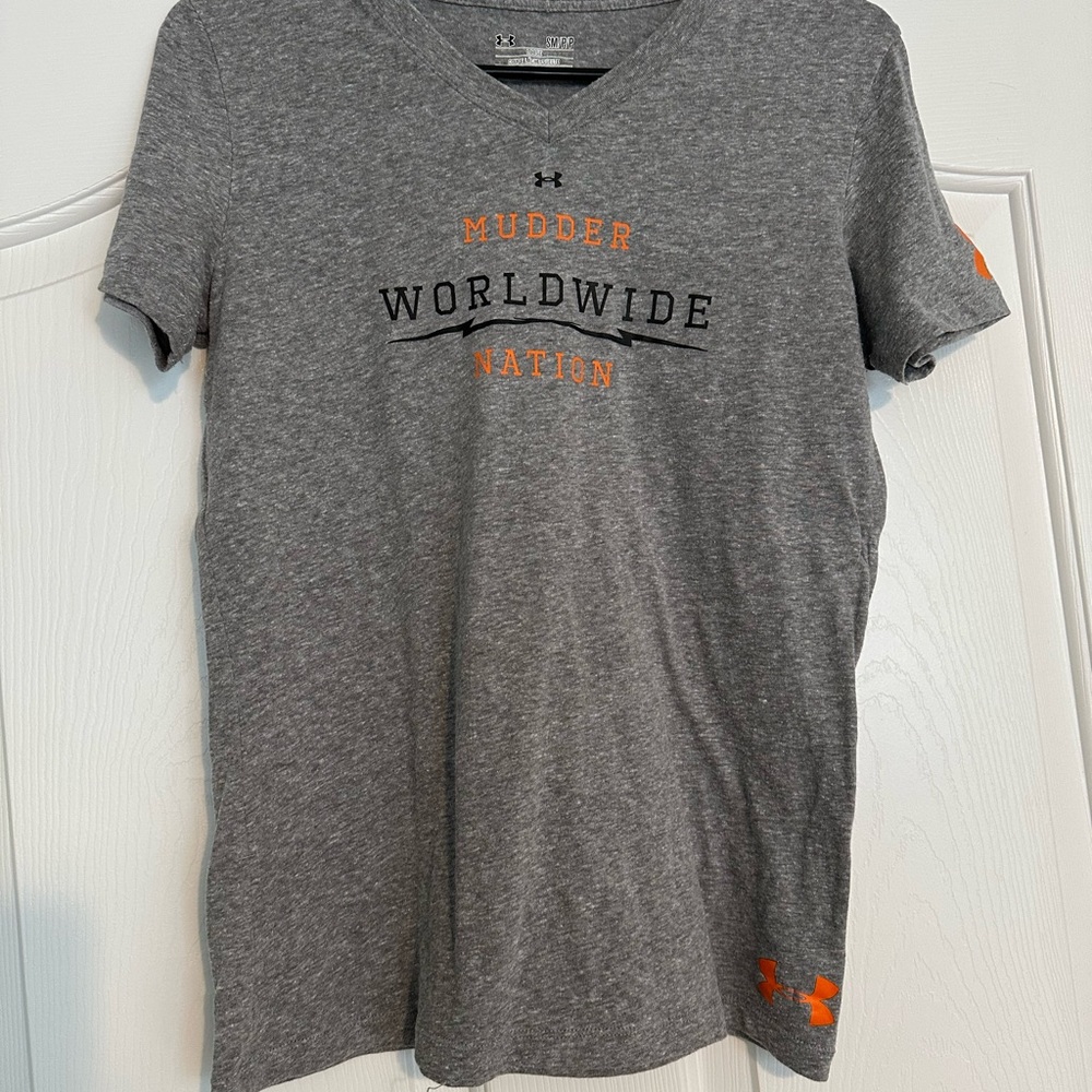 Under Armour Heather Gray Tee with Bold Orange Details